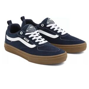 Vans Navy and White Low-Top Sneakers with Gum Sole
